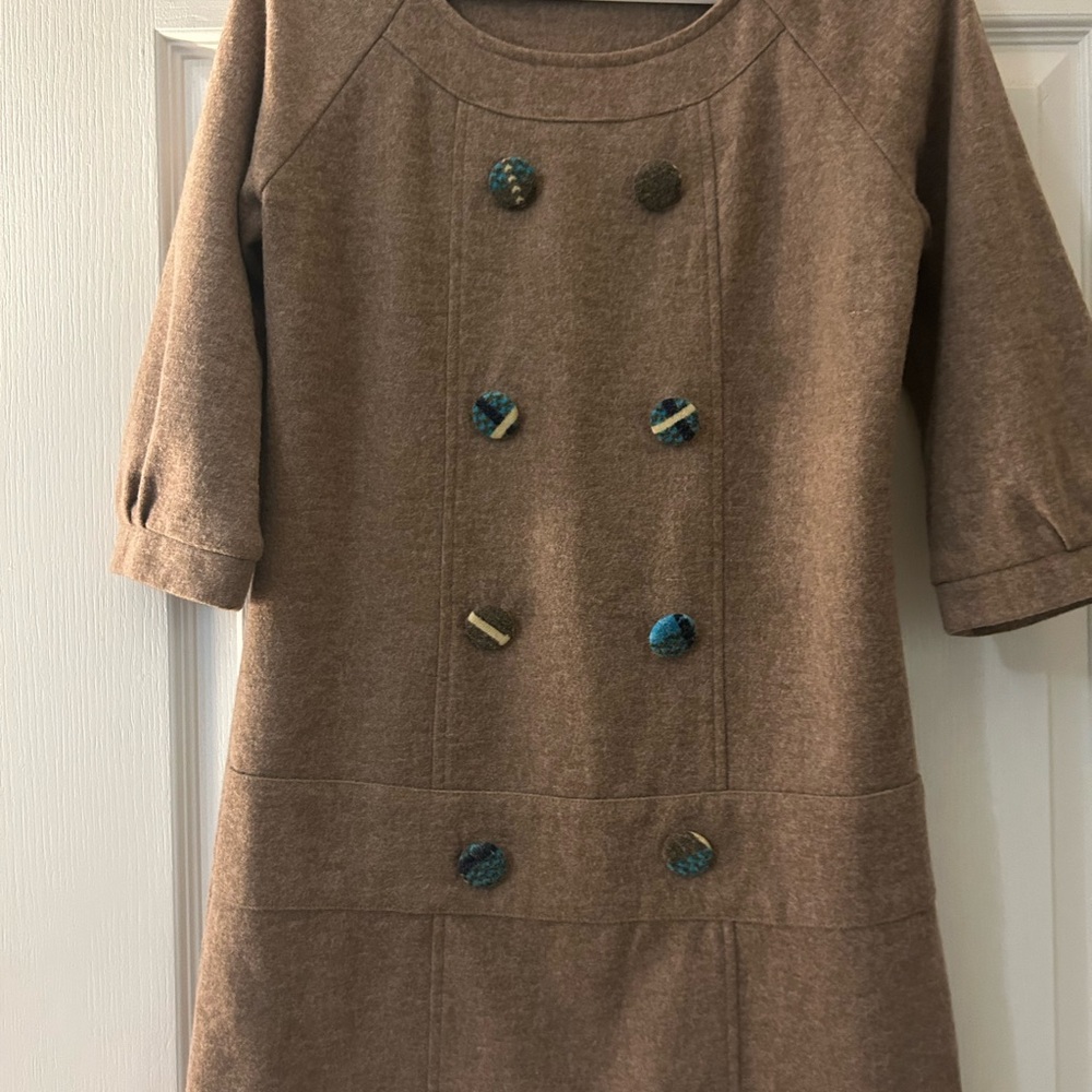 Stylish Kids Dress in Brown with Decorative Buttons